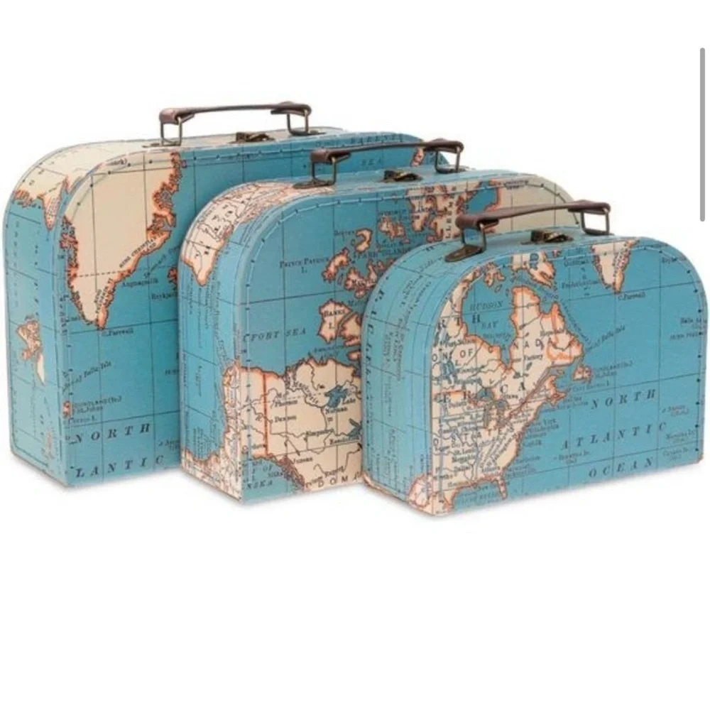 Jewelkeeper Paperboard Suitcases, Set of 3 – Vintage Decorative Storage Box